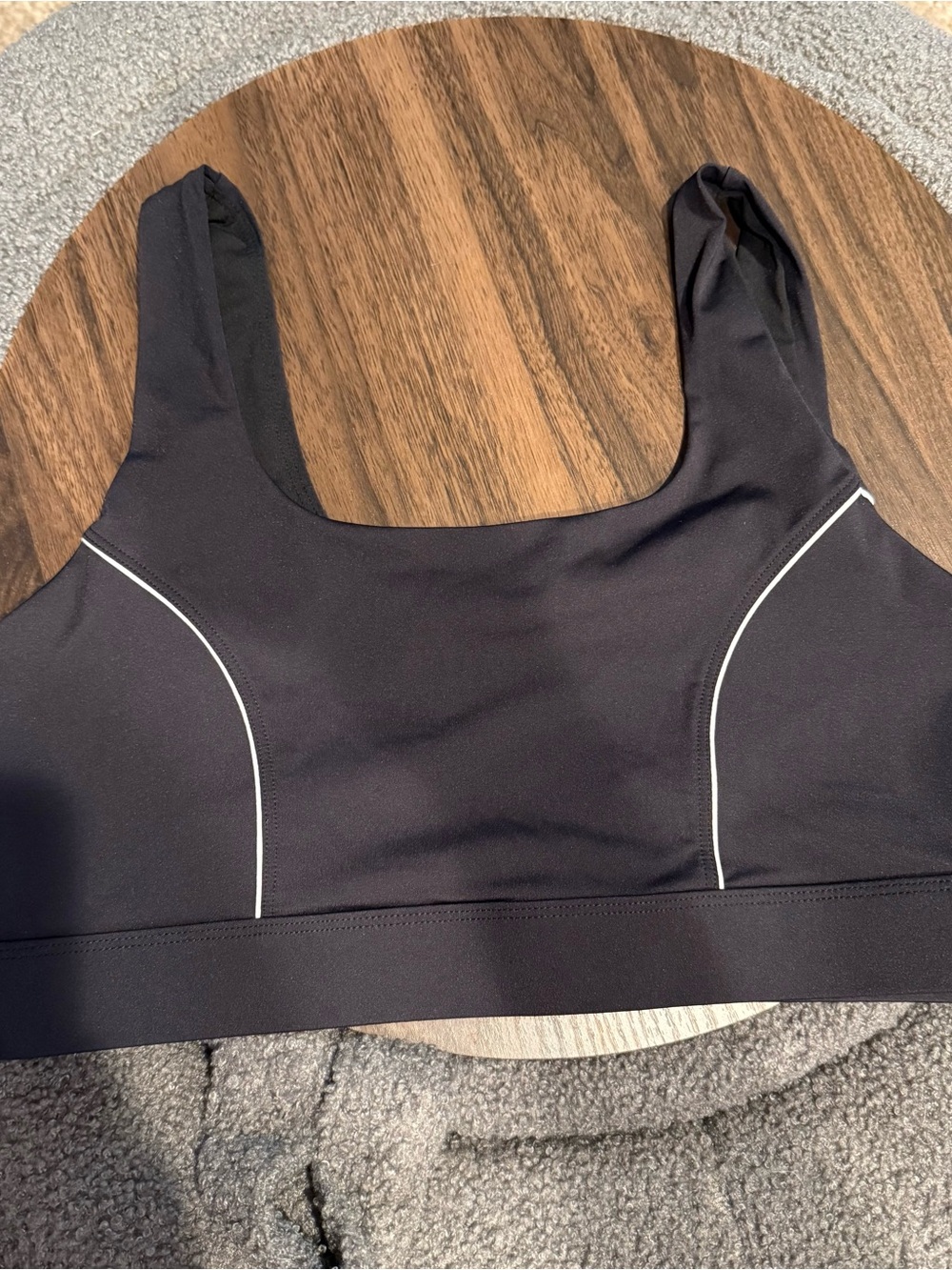 Fabletics Black Sports Bra with White Seam Accents